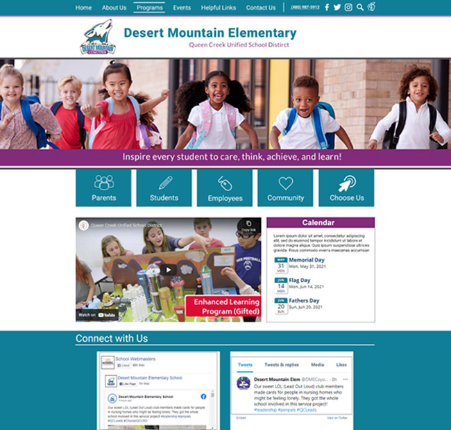 Customized Elementary Website Desert Mountain Elementary